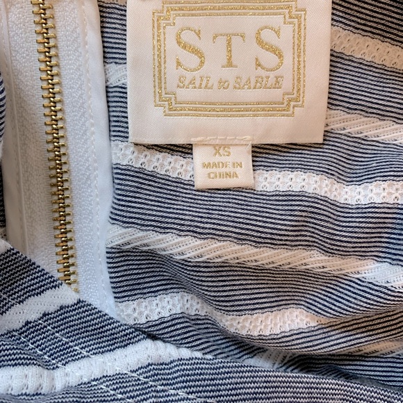Sail to Sable Navy Blue and White Striped Short Sleeve Top - Picture 4 of 5